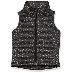 New Amazon Essentials Girls Black Star Full Zip Puffer Vest Youth Size Large